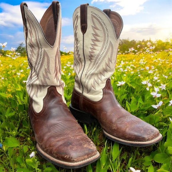 Ariat Other - Ariat Men’s Amos Barley Brown and Cream Western Cowboy Boots Sz 13D